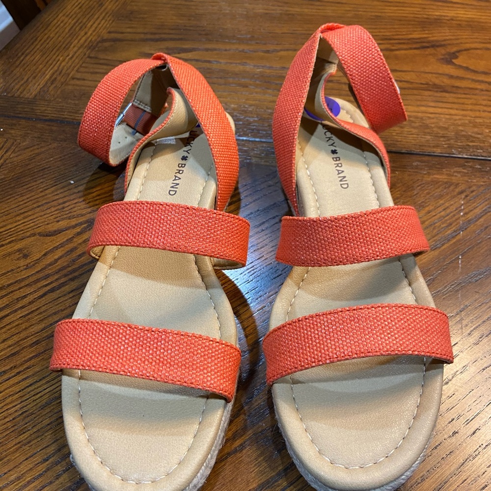 NEW Lucky Brand Wensdei Cork Wedge Sandals